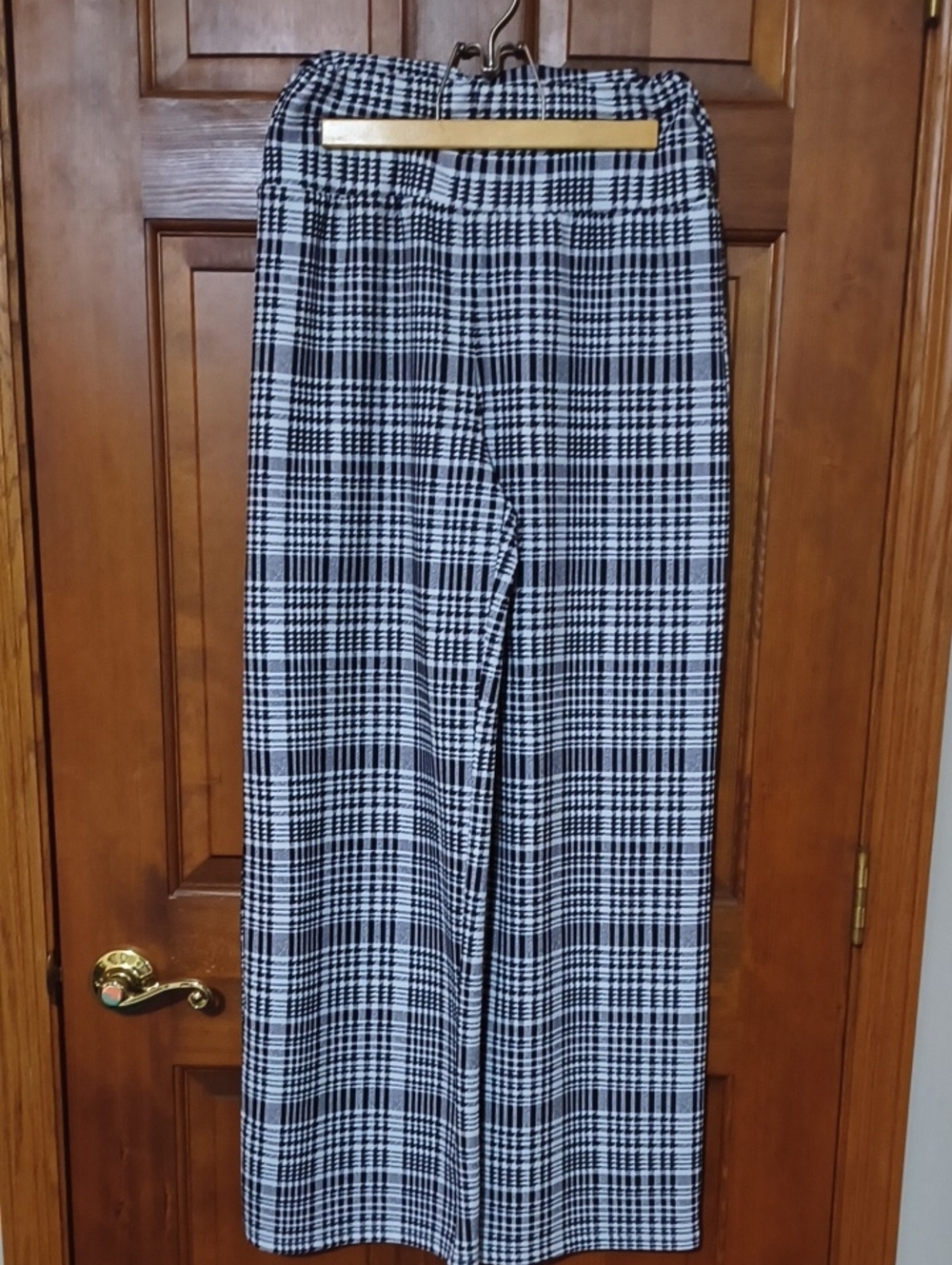 SHEIN Black & White Plaid Wide-Leg Pants